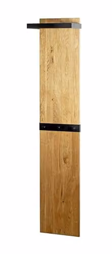 HAKU Wandkapstok Chilamu, Eiken en Metaal, Bruin/Zwart, B 35 cm x D 25 cm x H 175 cm