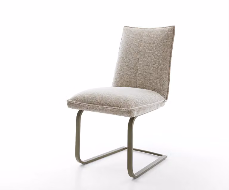 DELIFE Lelio-Flex Sledemodel Stoel met Geweven Stof in Beige en Titanium Pocketveer Kern