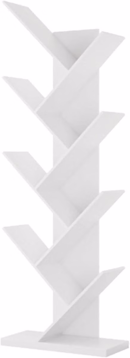 Boekenplank Boom - Verticale Boekenkast met 7 Lagen - Wit