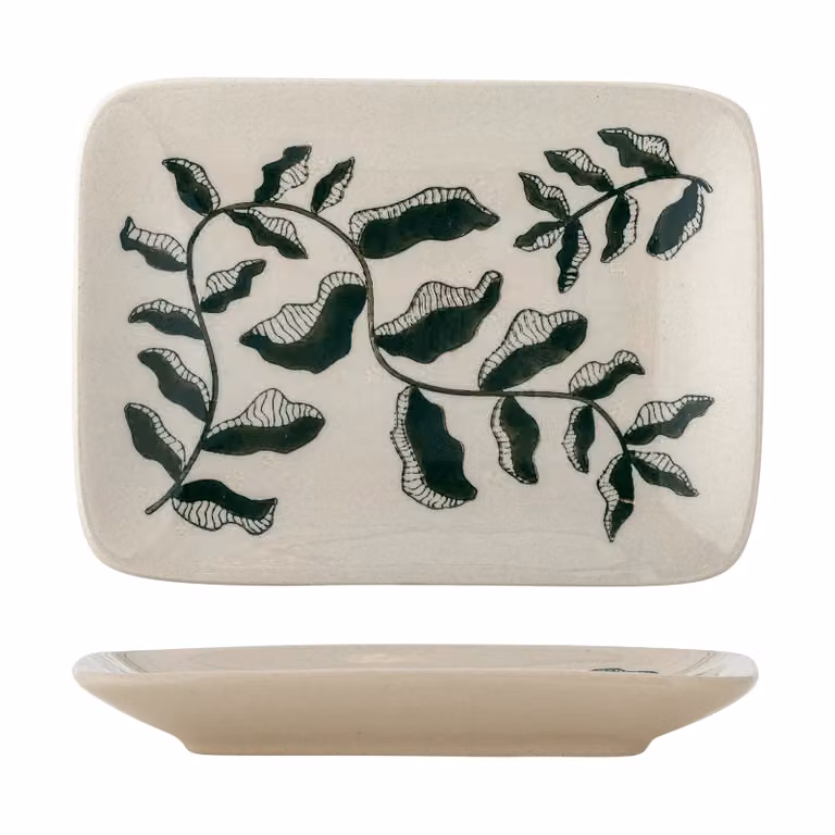 Bloomingville Fauni dessertbord Groen Multicolour B: 15 cm, D: 11,5 cm, H: 2 cm