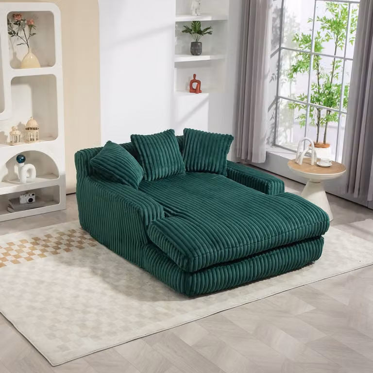 HAUSS SPOLE Chaiselongue Loungezetel met 3 kussens en comfortabel schuim, Emerald, B/D/H: 125 x 155 x 63 cm