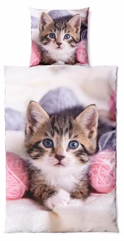 Vertriebsarena Baby Beddengoed met Kattenmotief, 135 x 200 cm en 80 x 80 cm