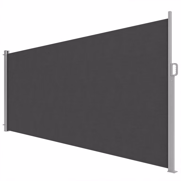 Outsunny Uittrekbare zijmarkies in donkergrijs voor privacybescherming, waterafstotend en UV 50+, 420 x 185 cm