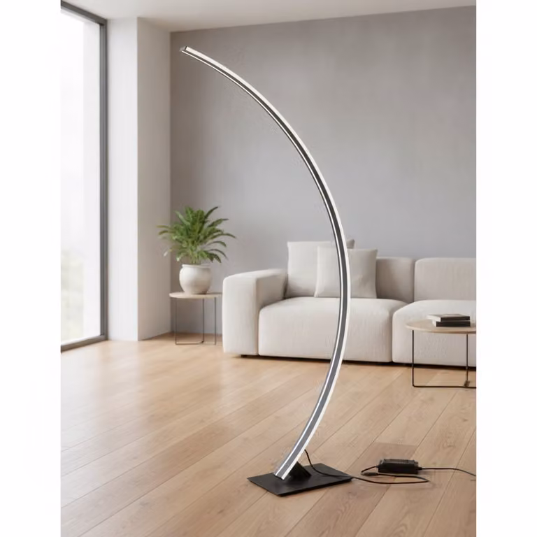 Lyora Vloerlamp zwart modern arc design van aluminium en metaal
