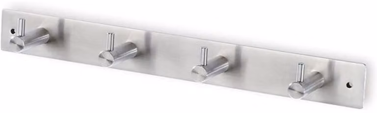 Wandkapstok met vier stevige haken in geborsteld staal, Breedte: 32,2 cm