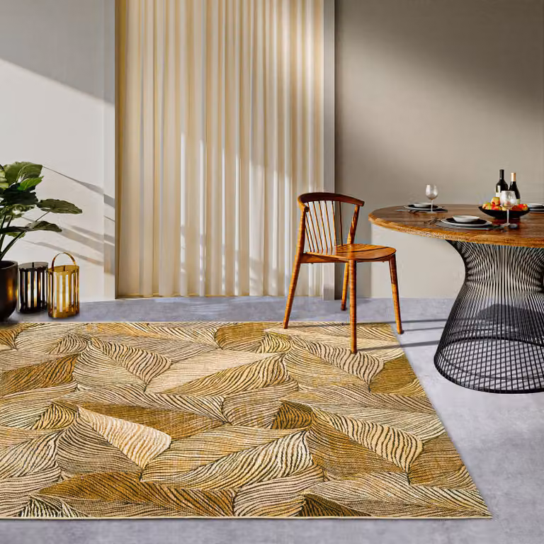Villeroy & Boch Eugene binnen- en buitentapijt, goud zwart, polyester, B/D/H: 160 x 235 cm