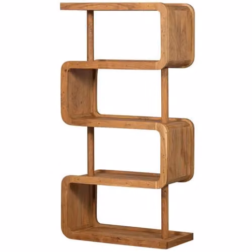 WOOOD Rattle Open Kast Acaciahout - Bruin - H: 160 cm, B: 82 cm, D: 40 cm
