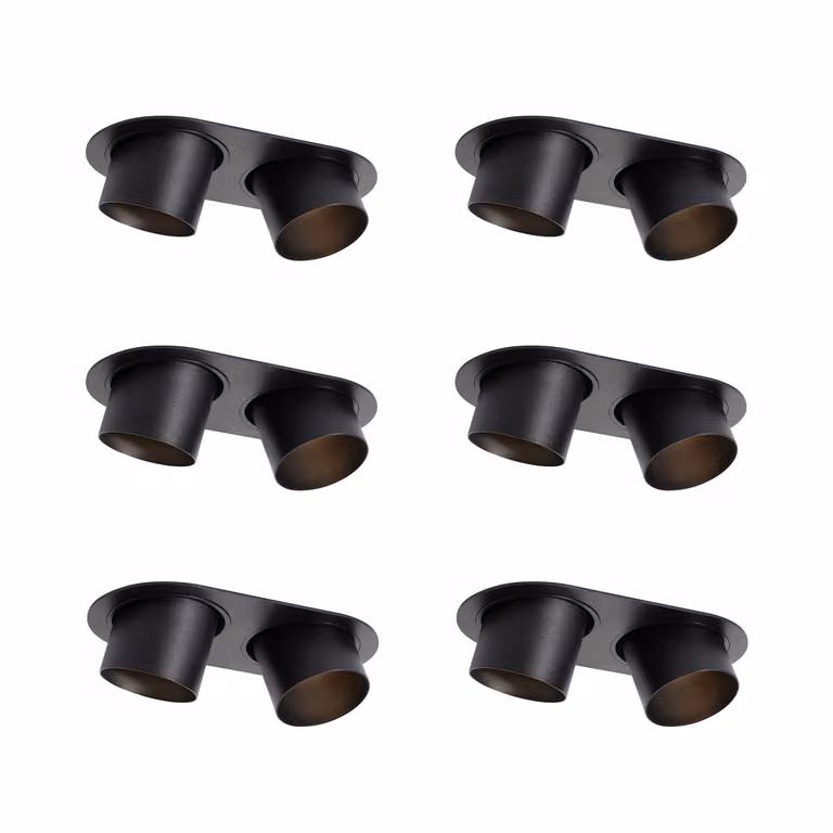 Qazqa Set van 6 zwarte ronde inbouwspots GU10 70mm kantelbaar van metaal