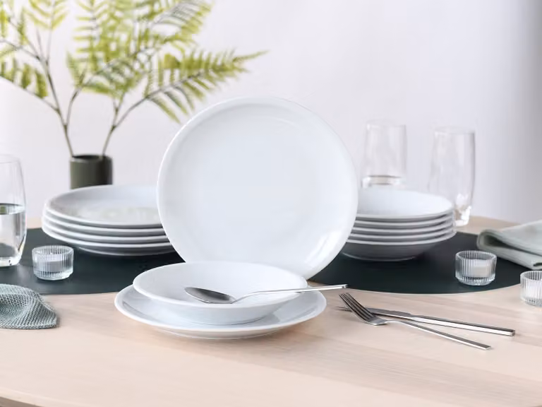 CreaTable Milano 12-delige servieset van porselein voor 6 personen, wit