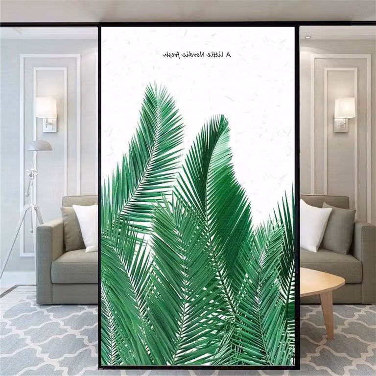 Decoratieve Glasfolie met Plantenmotief - Groen - Niet-lijmende Statische Raamsticker - 80 x 120 cm