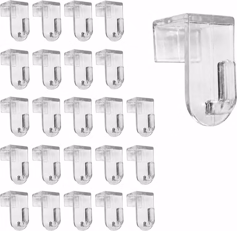Set van 20 transparante decoratieve raamhaken voor ramen tot 17 mm dikte, B/D/H: 2.8 x 2 x 3.5 cm