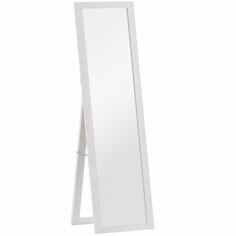 HOMCOM Staande spiegel met standaard, vrijstaande spiegel van volledige lengte, wit, 37 x 157 cm
