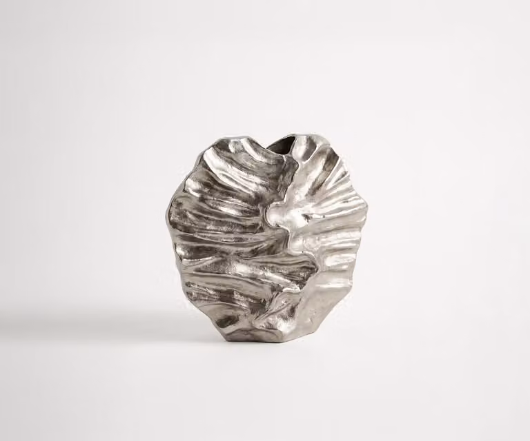 DELIFE Vaas Nerina Handgemaakt Aluminium Platina B: 36 cm, D: 13 cm, H: 35 cm