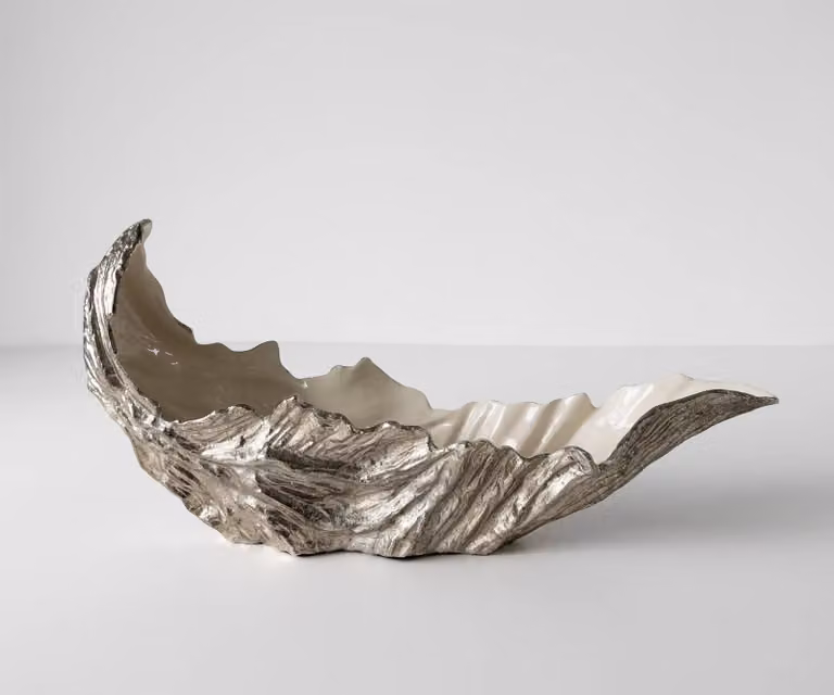 Delife Schaal Maris Platin Opal Handgemaakt Aluminium B: 78 cm, D: 24 cm, H: 38 cm