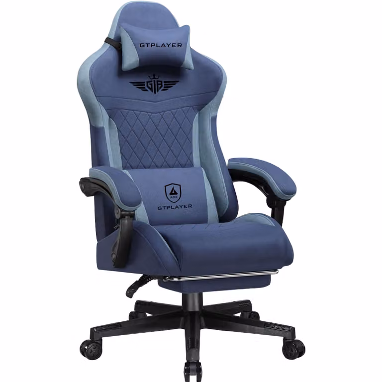 GTPLAYER Ergonomische Gaming Stoel met Stoffen Bekleding en Lendensteun, Donker