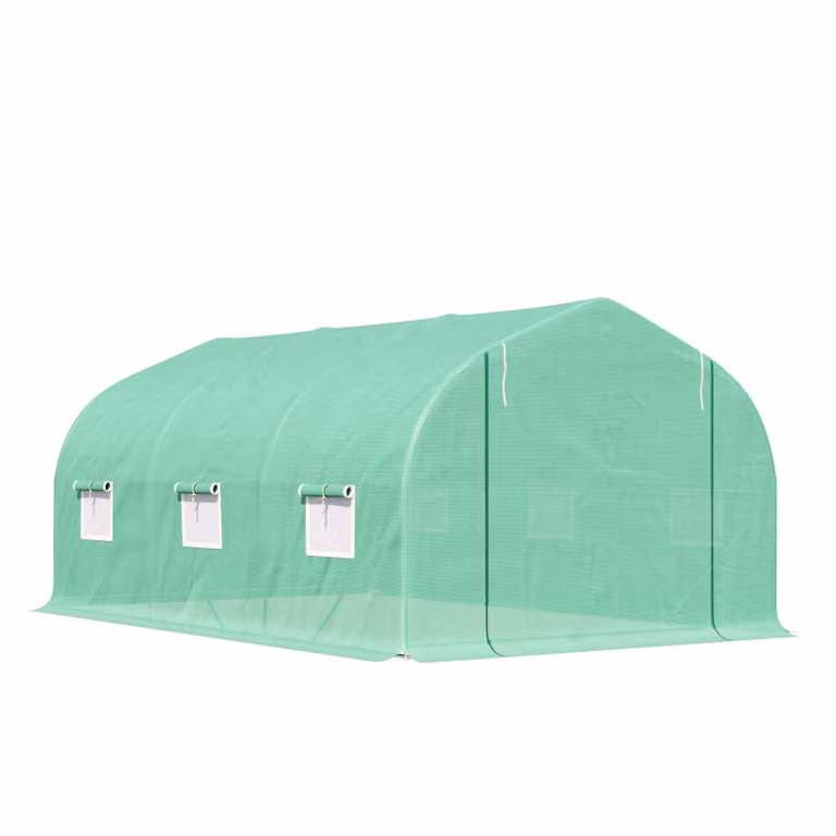 Outsunny tunnelserre met duurzame folie voor plantenbescherming, groen, B: 300 cm, D: 200 cm, H: 200 cm