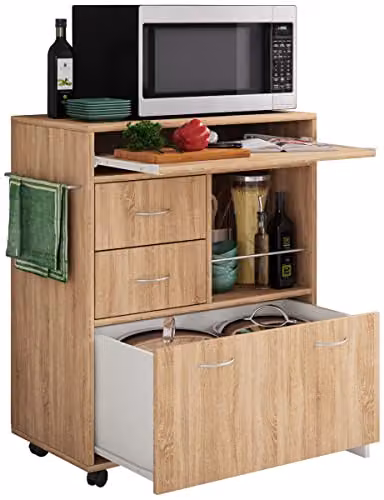 VCM Kicha Keukentrolley Serveerwagen met wielen, Sonoma eiken, B/D/H: 70 x 40 x 86 cm