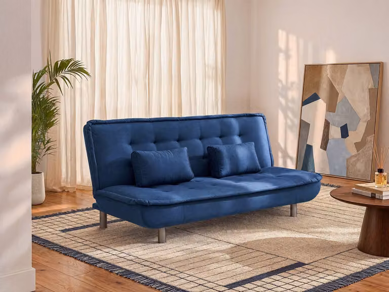 MISHAN Driezitsslaapbank klik-klak met microvezel - Blauw - 190 x 120 cm