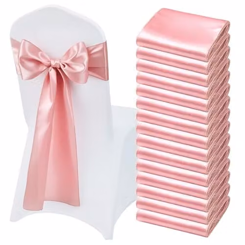 VEVOR Satijnen stoelriemen met strikken, 50 stuks, Roségoud, voor bruiloft en evenementen decoratie