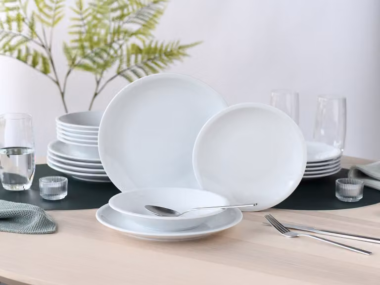 CreaTable Milano 18-delige porseleinen serviesset voor 6 personen, wit