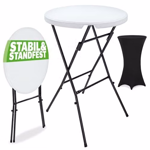 CASARIA Inklapbare Statafel met Hoes Zwart Ø72 cm, Hoogte: 110 cm