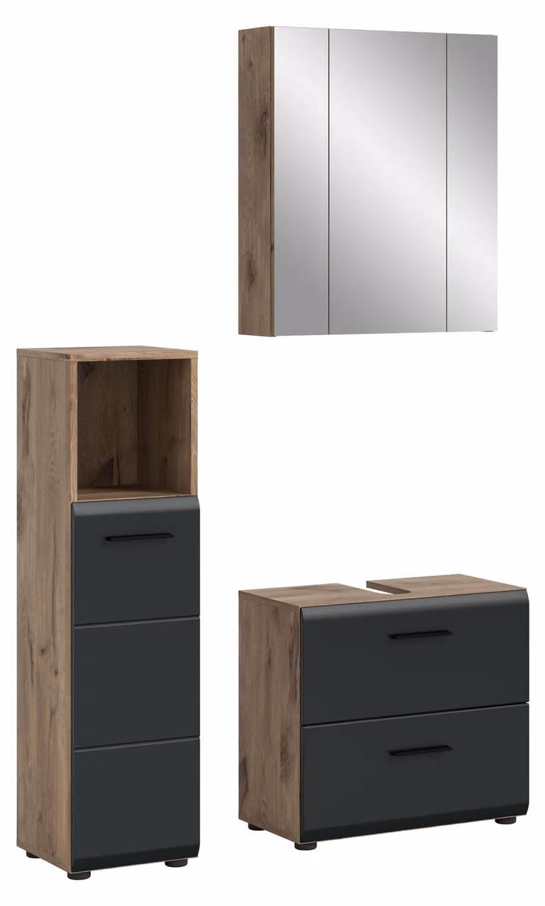 Badset Ice 2, 3-delig, Nox eikenhoutlook en mat zwart