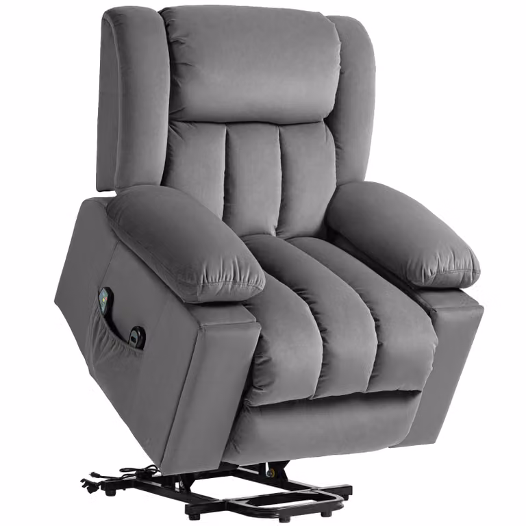 HOMCOM Massagestoel Elektrische relaxstoel met opsta-hulp, 8 massagepunten, lendenverwarming en USB, verstelbaar, donkergrijs, B/D/H: 101 x 93 x 104 cm