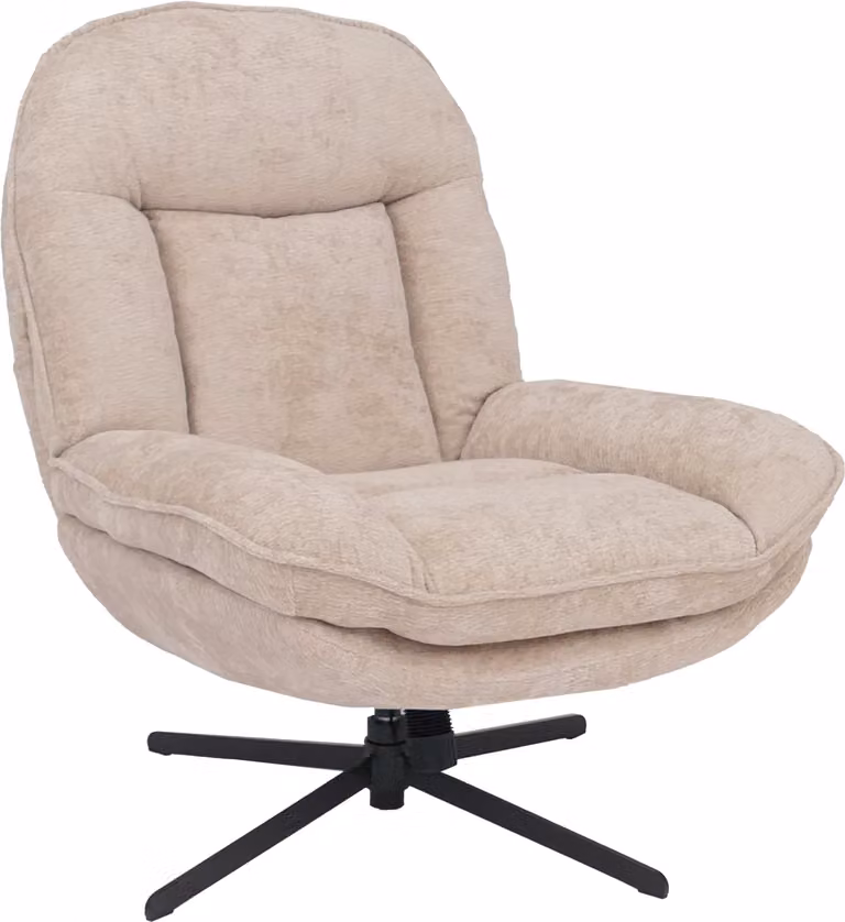 Mendler Relaxfauteuil HWC-P32 met Nosag-vering, draaibare tv-fauteuil met chenille bekleding, crème