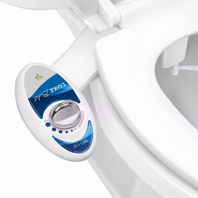 Dripio Bidet-opzetstuk voor toiletbrillen met verstelbare waterstraal, blauw/wit