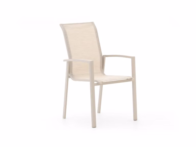 Forza Furniture Centallo Dining tuinstoel met armleuningen - Beige - Textilene en Aluminium