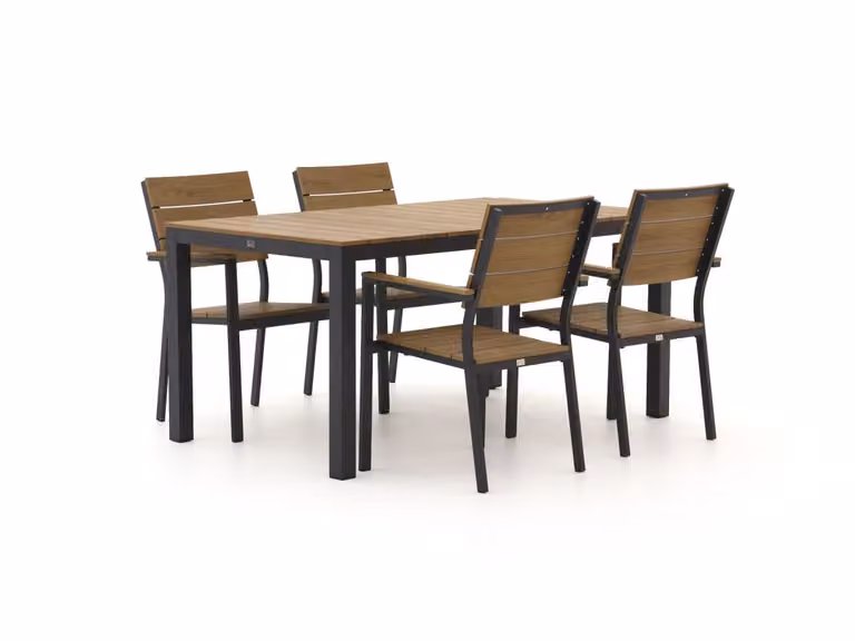 Bellagio Diningset voor 4 personen, Bruin, Polywood Tuinset