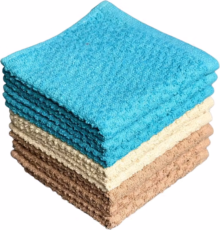 Set van 8 exfoliërende washandjes van 100% ringgesponnen katoen, extra absorberend, 30,5 x 30,5 cm