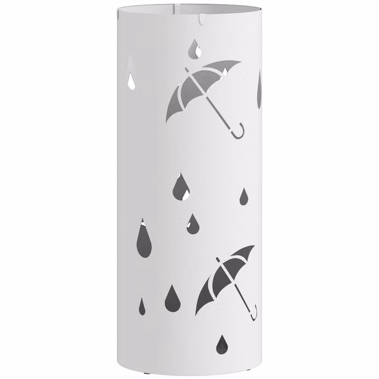 HOMCOM parapluhouder in staal, wit, Ø17 x 41H cm