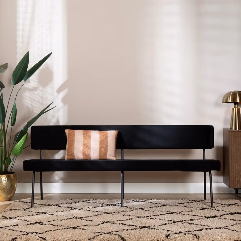 Bronx71 Velvet eetkamerbank Espen zwart 190 cm