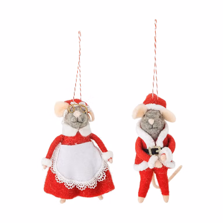 Bloomingville Peo kerstboomhangers van wol, 2 stuks, Rood