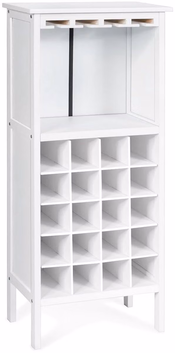 Witte Keukentrolley als Wijnkast en Barkast met Wijnfleshouder en Wijnglazenhouder - B/D/H: 42 x 24,5 x 96 cm
