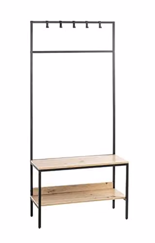 HAKU Staande kapstok modern eiken zwart metaal en MDF B 80 cm x H 180 cm x D 35 cm