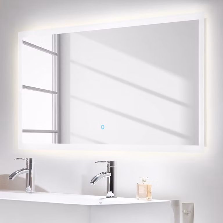 Posseik Wandspiegel met LED-verlichting en touchbediening, Wit, B: 140 cm, H: 60 cm