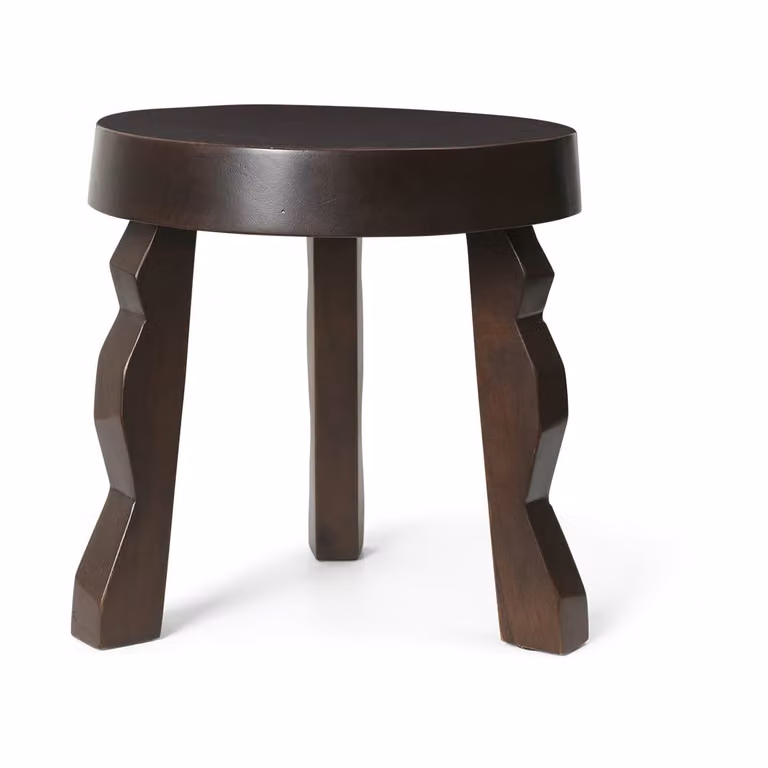 Ferm Living Faye ronde kruk, donker gebeitst mango hout, Ø31 x 30 cm