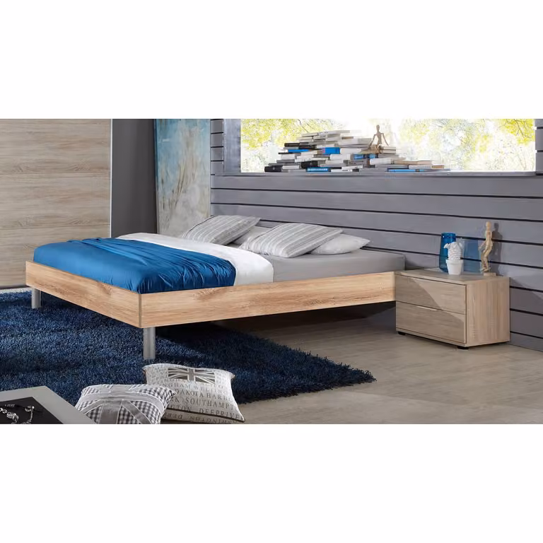 home24 Futonbed Easy, Bruin/Eikenhout, B/D: 100 x 200 cm, Hoogte: 55 cm