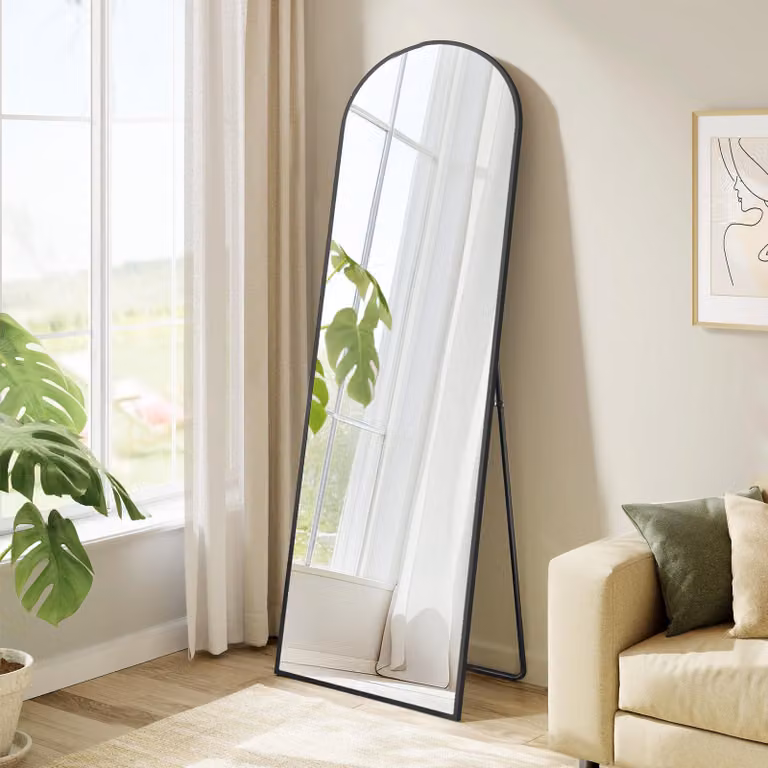 SONGMICS Staande spiegel met aluminium frame voor volwassenen