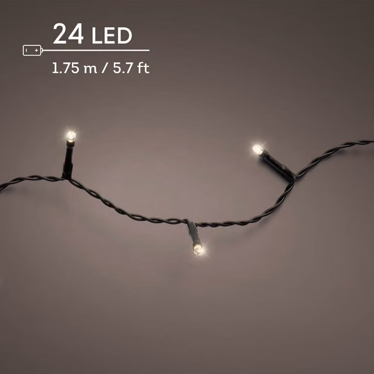 Lumineo Kerstverlichting Warm Wit met 24 Led Twinkelende Lampjes