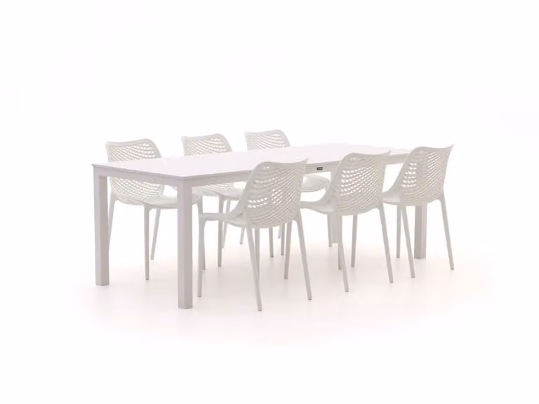 Forza Furniture Diningset Forza voor 6 personen, wit gepoedercoat aluminium, moderne tuinset