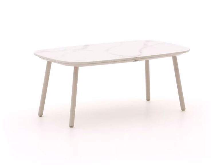 Bellagio Loungetafel voor in de tuin, Rechthoekig, Sintered stone en Aluminium, Beige/Wit, B: 100 cm, D: 55 cm, H: 38 cm