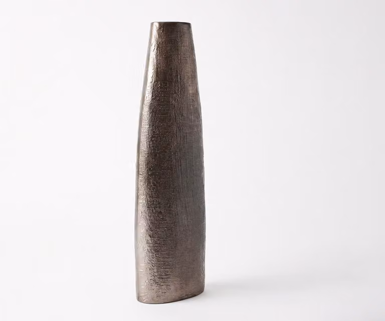 DELIFE Vaas Conico Gegoten Aluminium in Mokka Bronze, B: 20 cm, D: 11 cm, H: 69 cm