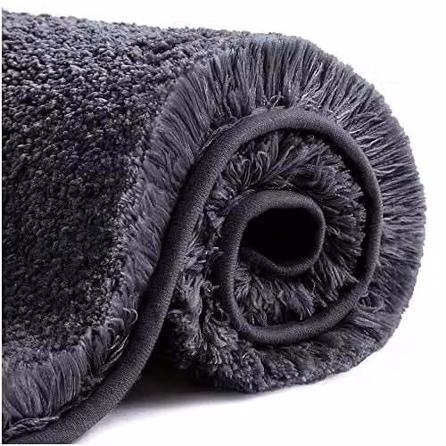 VANZAVANZU Badmat - Zachte en Superabsorberende Microvezel Badmat met Antislip - Zwart - 60 x 90 cm