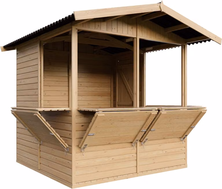 TIMBELA M149B Houten Marktkraam 4 m² met 4 Verkoopvensters