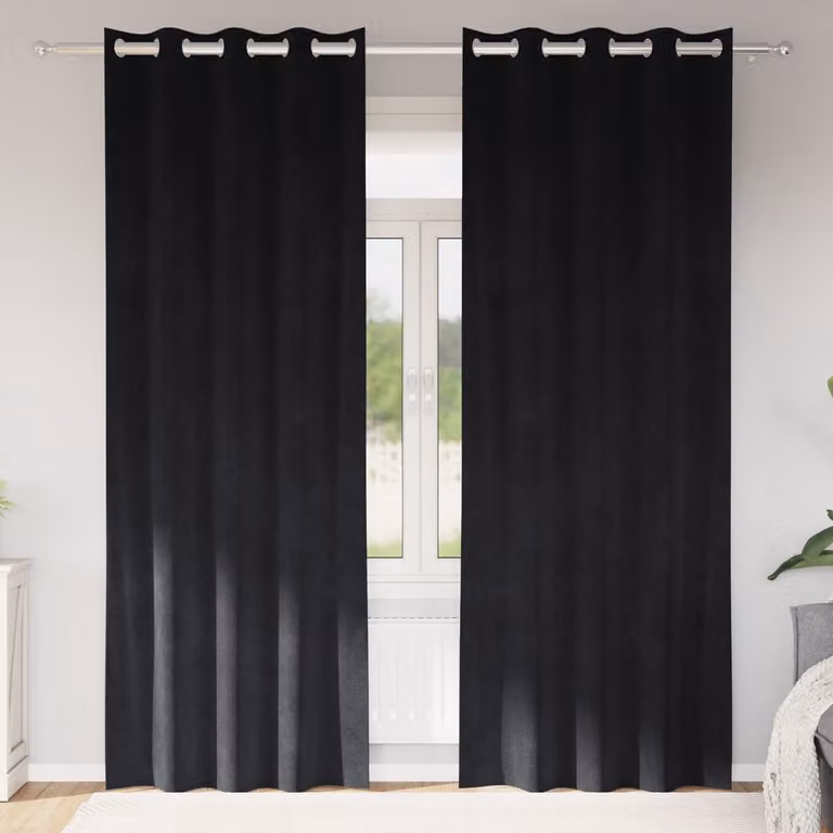 vidaXL Gordijnen - 2 stuks - Zwart - Verduisterend fluweel - B: 140 cm, H: 225 cm
