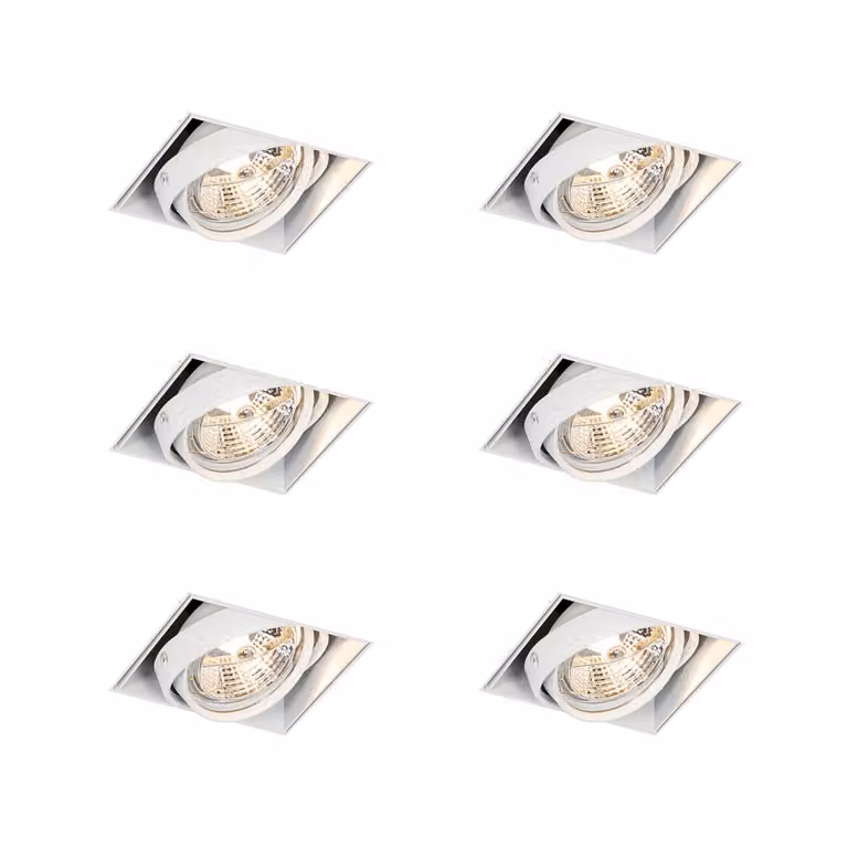 Qazqa Set van 6 Inbouwspots wit GU10 AR70 trimless vierkant verstelbaar