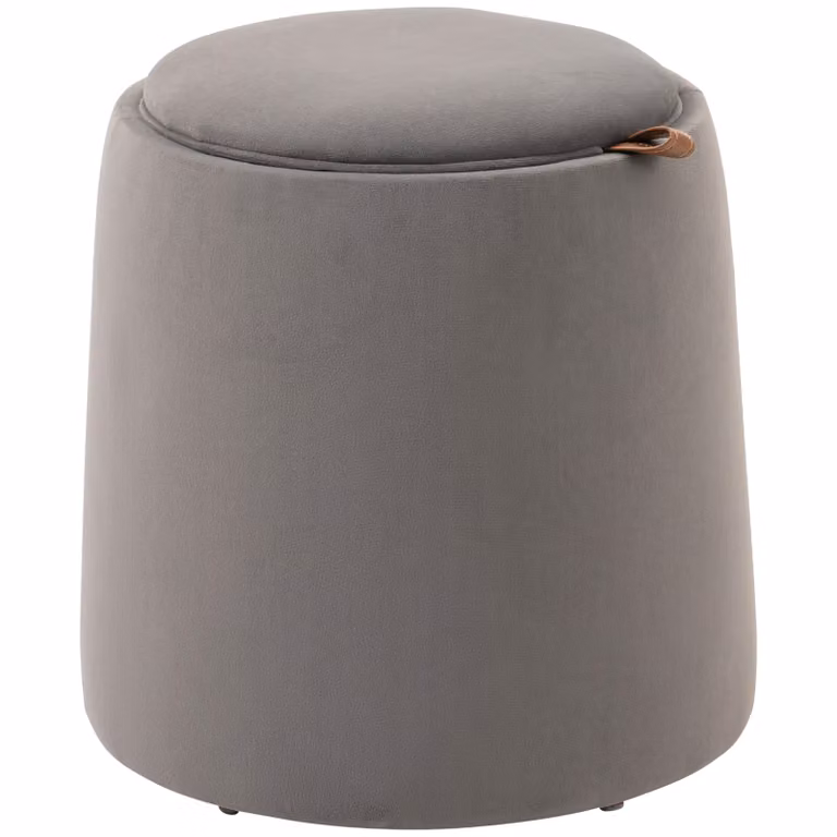 HOMCOM Opbergkruk met verwijderbaar fluwelen deksel en zachte bekleding, Donkergrijs, Ø44 x 47,5 cm